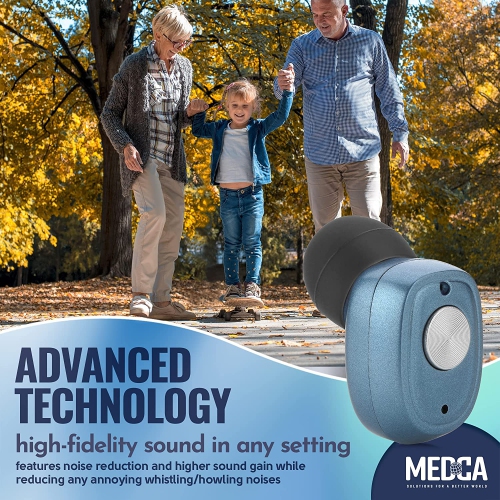 Rechargeable Hearing Amplifier Pair w/Noise Cancelling, Digital Sound Device Seniors & Adults - ITC Nano Personal Amplifier - One Touch Control & Low