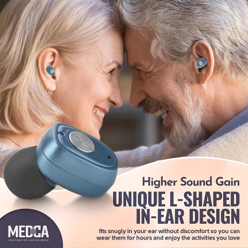 Rechargeable Hearing Amplifier Pair w/Noise Cancelling, Digital Sound Device Seniors & Adults - ITC Nano Personal Amplifier - One Touch Control & Low