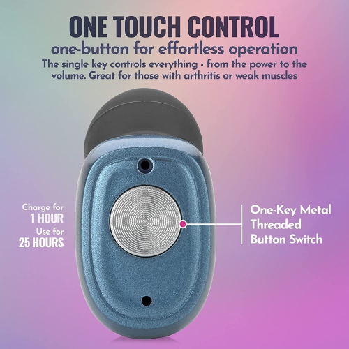 Rechargeable Hearing Amplifier Pair w/Noise Cancelling, Digital Sound Device Seniors & Adults - ITC Nano Personal Amplifier - One Touch Control & Low