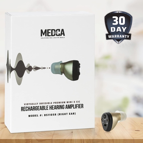 Hearing Amplifier for Seniors and Adults, Rechargeable CIC Complete-In-Canal Nearly Invisible Personal Sound Amplifier with Digital Noise Cancelling