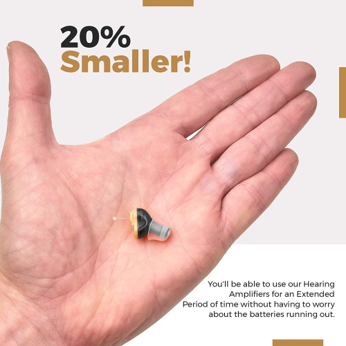 Premium Digital Hearing Amplifier - Right Ear Invisible in Canal in-Ear Mini Sound Enhancer Set, Near-Invisible, Noise Cancelling, Personal Sound