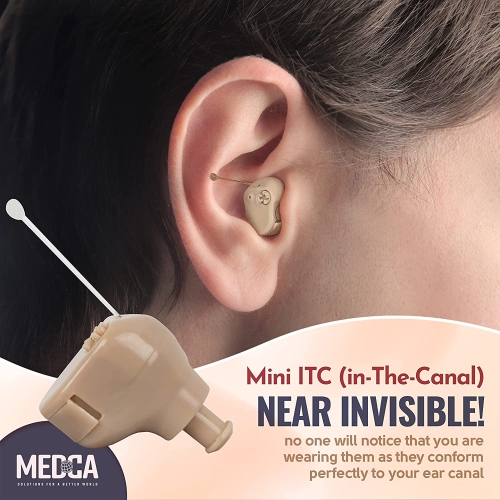 Hearing Amplifier Set - Mini ITC, In Ear Personal Hearing Amplification and Digital Sound Enhancer PSAD (Pair) Extra Small Upgraded Second Generation