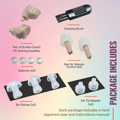Hearing Amplifier Set - Mini ITC, In Ear Personal Hearing Amplification and Digital Sound Enhancer PSAD (Pair) Extra Small Upgraded Second Generation