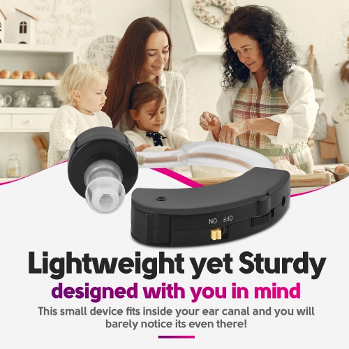 Digital Hearing Amplifiers - Set of 2 Small BTE Sound Amplifiers, a Behind the Ear Personal Amplification Device & Sound Enhancer Aids with Noise