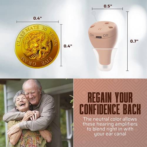 Amplificateur d'audition rechargeable pour aider et aider à l'ouïe, mini appareil sonore personnel presque invisible dans le canal avec suppression