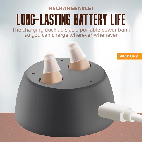 Amplificateur d'audition rechargeable pour aider et aider à l'ouïe, mini appareil sonore personnel presque invisible dans le canal avec suppression