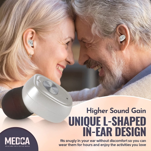Rechargeable Hearing Amplifier Pair w/Noise Cancelling, Digital Sound Device Seniors & Adults - ITC Nano Personal Amplifier - One Touch Control & Low