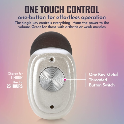 Rechargeable Hearing Amplifier Pair w/Noise Cancelling, Digital Sound Device Seniors & Adults - ITC Nano Personal Amplifier - One Touch Control & Low