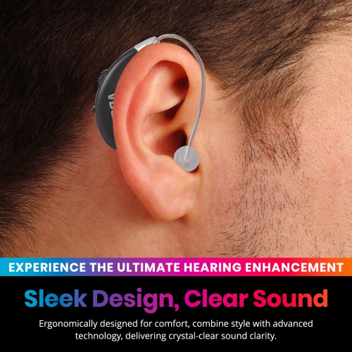 Digital Hearing Amplifiers - Rechargeable Premium BTE Personal Sound Amplifier Pair with USB Dock, Behind the Ear Hearing Enhancement Devices with