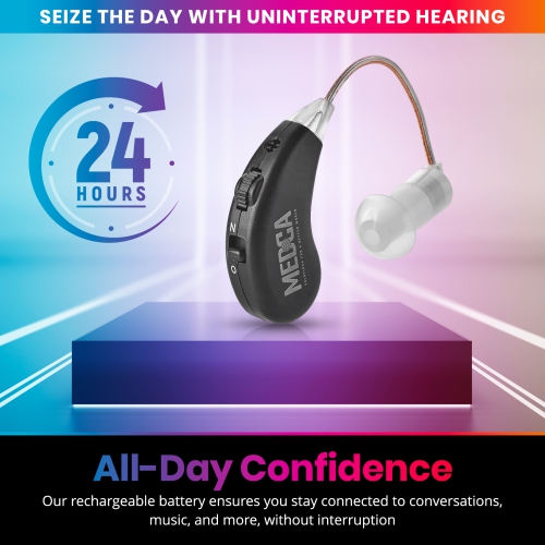 Digital Hearing Amplifiers - Rechargeable Premium BTE Personal Sound Amplifier Pair with USB Dock, Behind the Ear Hearing Enhancement Devices with