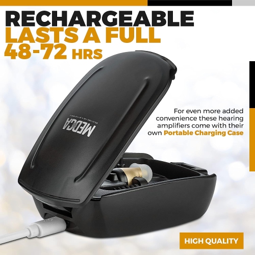 Hearing Amplifier for Seniors and Adults, Rechargeable CIC Complete-In-Canal Nearly Invisible Personal Sound Amplifier with Digital Noise Cancelling