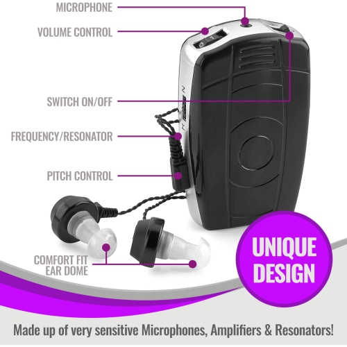 MEDca Digital Personal Sound and Voice Amplifier - Pocket Sound with Single Ear and Double Ear Headphone Earbuds with Wired Connectivity Technology