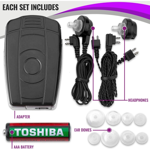 MEDca Digital Personal Sound and Voice Amplifier - Pocket Sound with Single Ear and Double Ear Headphone Earbuds with Wired Connectivity Technology