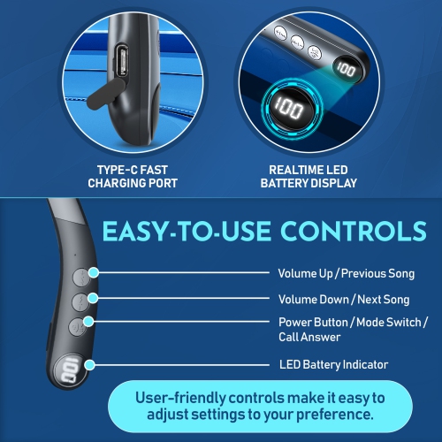 Amplificateur auditif rechargeable – Serre-nuque mains libres sans fil, réduction du bruit pour le cou amplifiant le son pour aider à vous sentir à