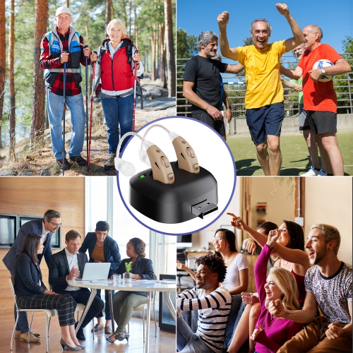 Digital Hearing Amplifier - Noise Cancelling with One Touch Volume Control, No Programming Required, Near-Invisible Behind The Ear, Upgraded 2019