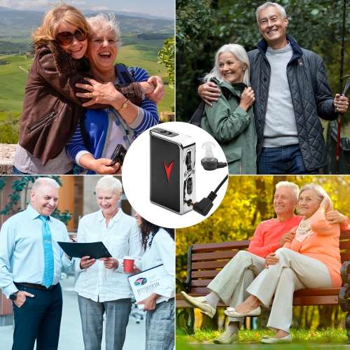 Amplificateur de son personnel – amplificateur d'audition audio et appareil d'amélioration de la voix pour un gain sonore de 50dB dB, jusqu'à 100 pi