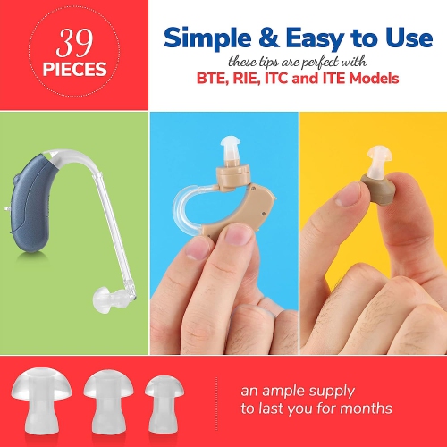 Hearing Aid Domes - Universal Domes for Hearing Aids - Sizes Small, Medium, Large & X-Large Earbud Replacements and BTE Hearing Sound Amplifiers