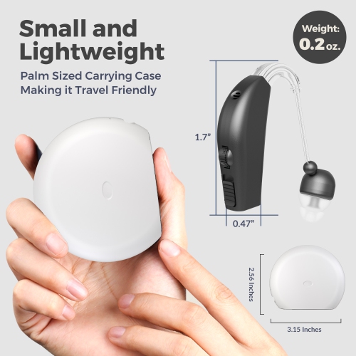 Digital Hearing Amplifier Pair - Personal Sound Amplification Device, Rechargeable All-Day Battery Life Lightweight Behind The Ear BTE Sound Aid and
