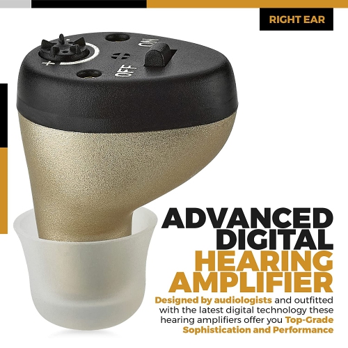 Hearing Amplifier for Seniors and Adults, Rechargeable CIC Complete-In-Canal Nearly Invisible Personal Sound Amplifier with Digital Noise Cancelling