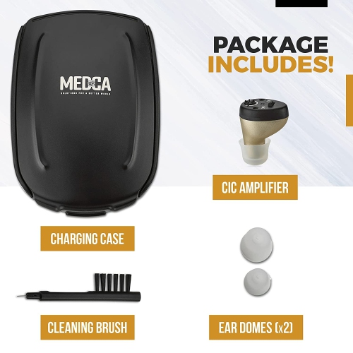 Hearing Amplifier for Seniors and Adults, Rechargeable CIC Complete-In-Canal Nearly Invisible Personal Sound Amplifier with Digital Noise Cancelling