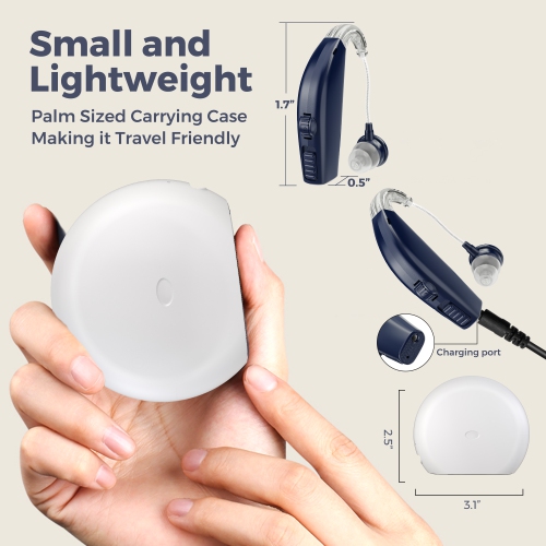 Digital Hearing Amplifier - Personal Hearing Enhancement Sound Amplifier, Rechargeable Digital Hearing Amplifier with All-Day Battery Life, Dark Blue