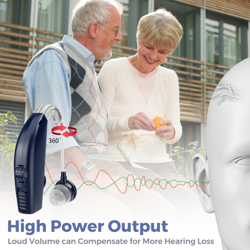 Digital Hearing Amplifier - Personal Hearing Enhancement Sound Amplifier, Rechargeable Digital Hearing Amplifier with All-Day Battery Life, Dark Blue