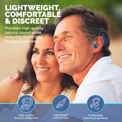 Digital Hearing Amplifier - rechargeable-Operated Left/Right Behind-The-Ear Personal Sound Assist Device with 2 Modes, Volume Control & Noise