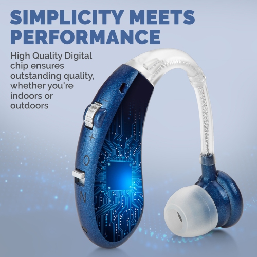 Digital Hearing Amplifier - rechargeable-Operated Left/Right Behind-The-Ear Personal Sound Assist Device with 2 Modes, Volume Control & Noise