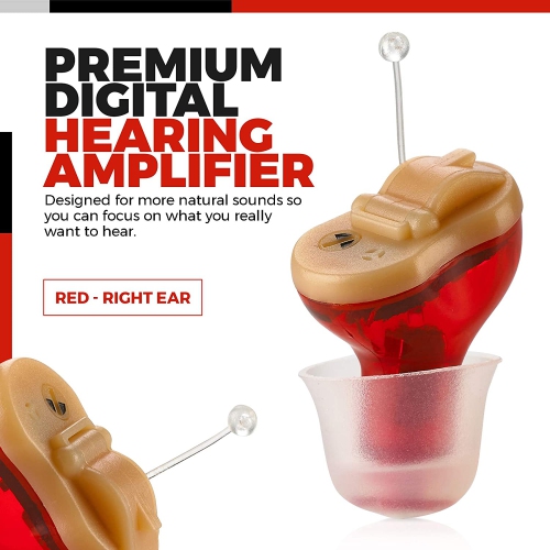 Premium Digital Hearing Amplifier - Invisible in Canal In-Ear Mini Sound Enhancer, Near-Invisible, Noise Cancelling, Personal Sound Hearing Amplifier