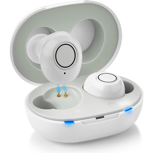 Digital Hearing Amplifier - Next Generation in The Ear Personal Sound Device w/Noise Reduction - Rechargeable ITE 2 Piece Set, Portable Charging Case
