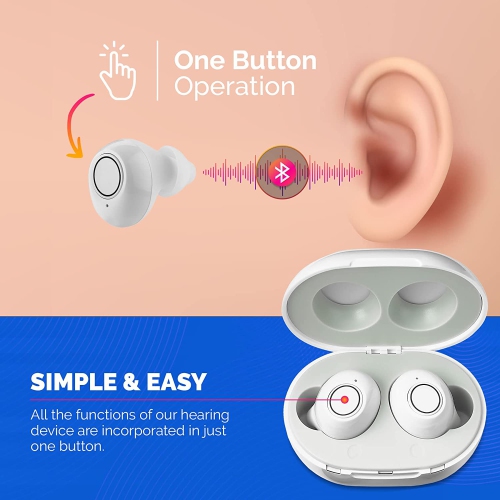 Digital Hearing Amplifier - Next Generation in The Ear Personal Sound Device w/Noise Reduction - Rechargeable ITE 2 Piece Set, Portable Charging Case