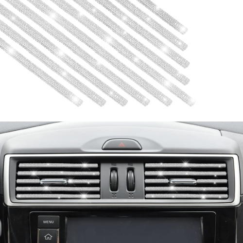 HLD  10 PCs Bling Car Air Vent Outlet Trim, Rhinestone Air Conditioner Decoration Strip for Vent Outlet, Universal Bendable Trim Interior Accessories