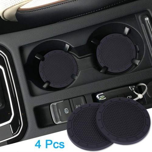 Car Coasters, Wisdompro 4 Pack PVC Car Cup Holder Insert Coaster - Anti Slip Universal Vehicle Interior Accessories Cup Mats for Women(Diameter