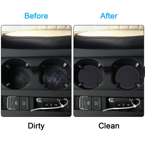 Car Coasters, Wisdompro 4 Pack PVC Car Cup Holder Insert Coaster - Anti Slip Universal Vehicle Interior Accessories Cup Mats for Women(Diameter