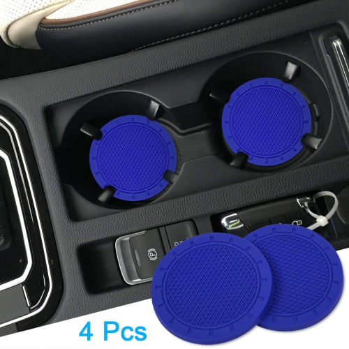 Car Coasters, Wisdompro 4 Pack PVC Car Cup Holder Insert Coaster - Anti Slip Universal Vehicle&nbsp;Interior Accessories Cup Mats for Women(Diameter