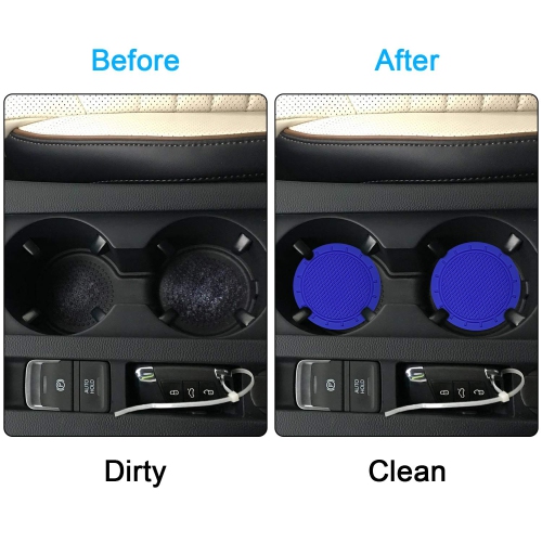 Car Coasters, Wisdompro 4 Pack PVC Car Cup Holder Insert Coaster - Anti Slip Universal Vehicle&nbsp;Interior Accessories Cup Mats for Women(Diameter
