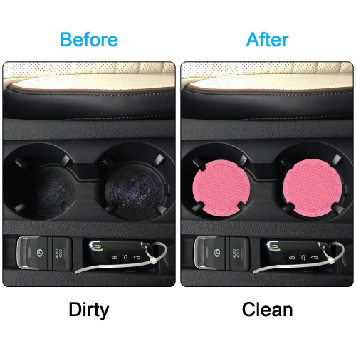 Car Coasters, Wisdompro 4 Pack PVC Car Cup Holder Insert Coaster - Anti Slip Universal Vehicle Interior Accessories Cup Mats for Women(Diameter