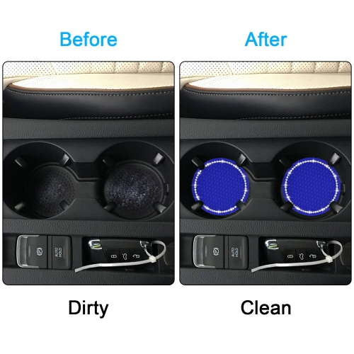 Bling Car Coasters, 4 Pack PVC Car Cup Holder Insert Coaster - Anti Slip Universal Vehicle&nbsp;Interior Accessories Crystal Glitter Cup Mats for