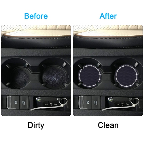 Bling Car Coasters, 4 Pack PVC Car Cup Holder Insert Coaster - Anti Slip Universal Vehicle Interior Accessories Crystal Glitter Cup Mats for