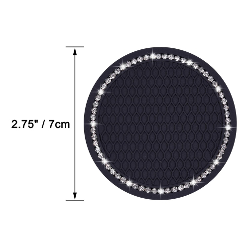 Bling Car Coasters, 4 Pack PVC Car Cup Holder Insert Coaster - Anti Slip Universal Vehicle Interior Accessories Crystal Glitter Cup Mats for