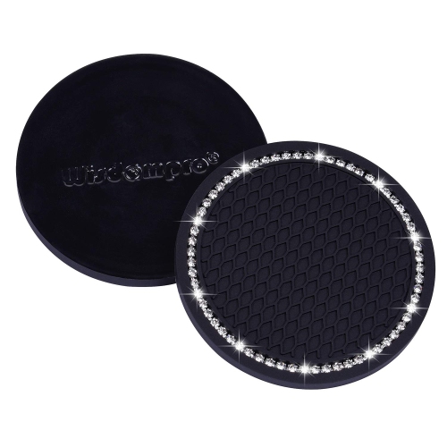 Bling Car Coasters, 4 Pack PVC Car Cup Holder Insert Coaster - Anti Slip Universal Vehicle Interior Accessories Crystal Glitter Cup Mats for