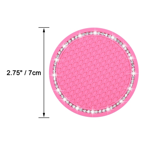Bling Car Coasters, 4 Pack PVC Car Cup Holder Insert Coaster - Anti Slip Universal Vehicle Interior Accessories Crystal Glitter Cup Mats for