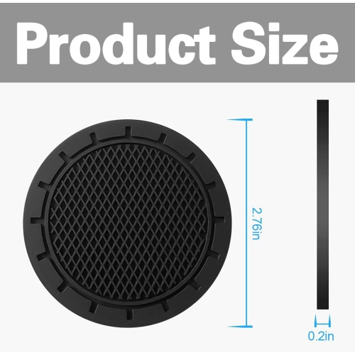 Car Cup Holder Coaster, 4 Pack PVC Anti Slip Durable Insert Car Coasters, 2.75 Inch Universal Car Coasters for Cup Holders, Suitable for Most Car