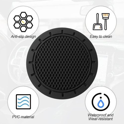 Car Cup Holder Coaster, 4 Pack PVC Anti Slip Durable Insert Car Coasters, 2.75 Inch Universal Car Coasters for Cup Holders, Suitable for Most Car