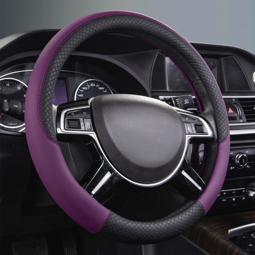 Housse de volant universelle en cuir Rhombus, compatible avec les VUS, les camions, les voitures, les berlines, les fourgonnettes