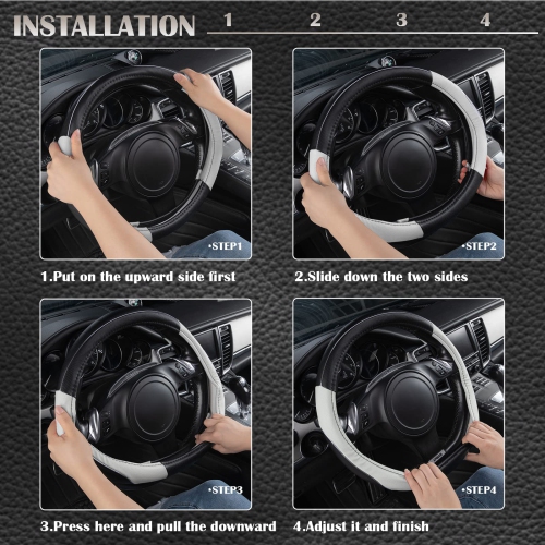 Rainbow Steering Wheel Cover with PVC Leather Universal Fits for Truck,SUV,Cars ?Black and White?