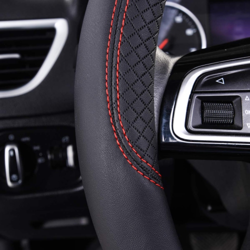 Rhombus Leather Universal Steering Wheel Cover, Fit for Suvs,Trucks,Cars,Sedans,Vans