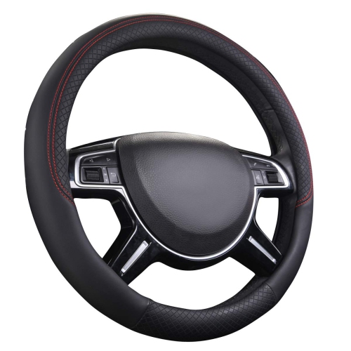 Rhombus Leather Universal Steering Wheel Cover, Fit for Suvs,Trucks,Cars,Sedans,Vans