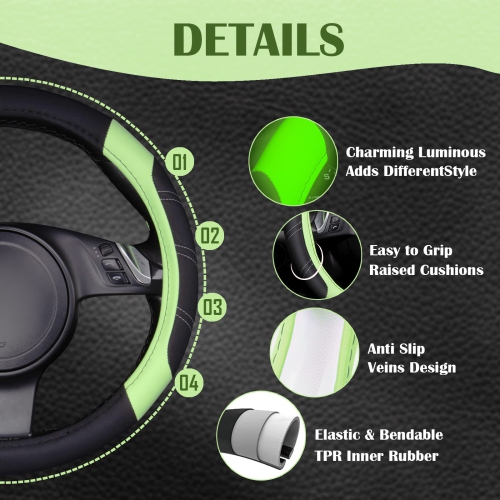 Line Rider Microfiber Leather Sporty Steering Wheel Cover Universal Fits for 95% Truck,SUV,Cars 14.5-15inch, Anti-Slip Safety Comfortable Design