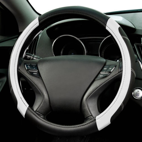 Line Rider Microfiber Leather Sporty Steering Wheel Cover Universal Fits for 95% Truck,SUV,Cars,14.5-15inch Anti-Slip Safety Comfortable Desgin